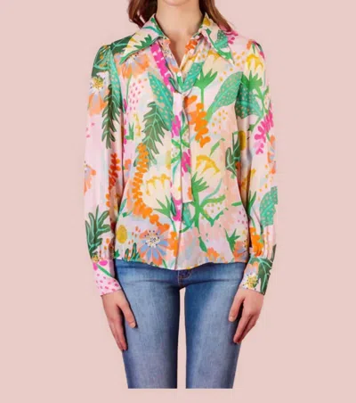 Jessie Liu Petal Blouse In Pink Floral In Multi