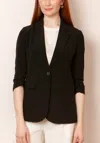 Jessie Liu Ruched Sleeve Blazer In Black In Black