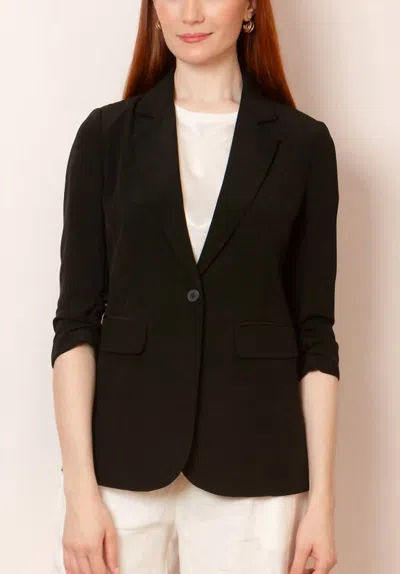 Jessie Liu Ruched Sleeve Blazer In Black