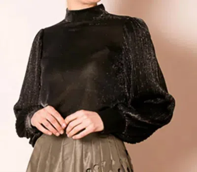 Jessie Liu Shimmer Blouse In Black