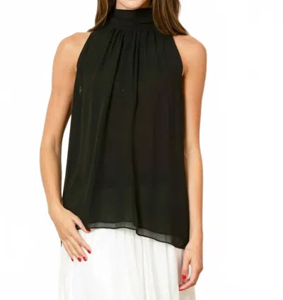Jessie Liu Silk Halter Neck Blouse In Black