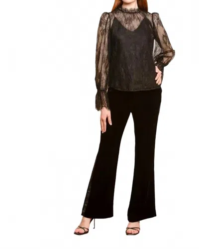 Jessie Liu Silk Velvet Tuxeduo Pants In Black