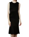 Jessie Liu Cotton Midi Dress With Trumpet Bottom In Black In Black