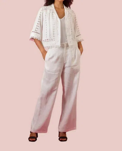 Jessie Liu Wide Leg Linen Pants In White