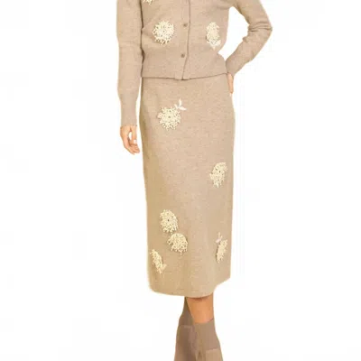 Jessie Liu Women's Merino Wool Skirt In Oatmeal In White