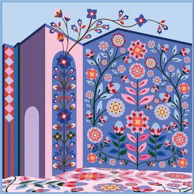 Jessie Zhao Double Sided Silk Scarf Of Flower Imagination In Multi