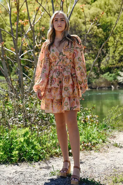 Jessie Zhao Gold Garden Metallic Mini Dress In Multi