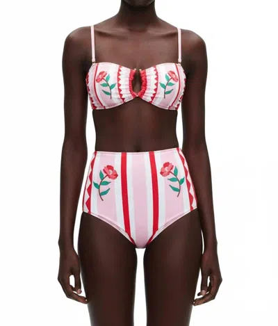 Jessie Zhao Jungle Rose Reversible Square Bandeau Top In Multi In Pink