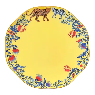 Jessie Zhao New York Amazon Rainforest Bone China Dinner Plate In Yellow