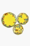 Jessie Zhao New York Amazon Rainforest Bone China Plates In Yellow, Set Of Three In Yellow