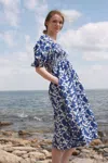 Jessie Zhao New York Animal World Smocked Cotton Silk Dress