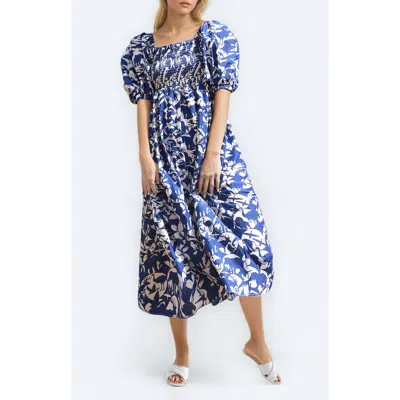 Jessie Zhao New York Animal World Smocked Cotton Silk Dress