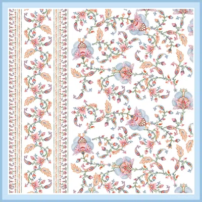 Jessie Zhao New York Baroque Blossom Double Sided Silk Scarf In Blue