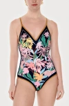 Jessie Zhao New York Blush Jungle Reversible V-neck One-piece Swimsuit In Multi