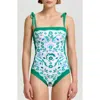 Jessie Zhao New York Botanic Reversible One-piece Swimsuit In Green