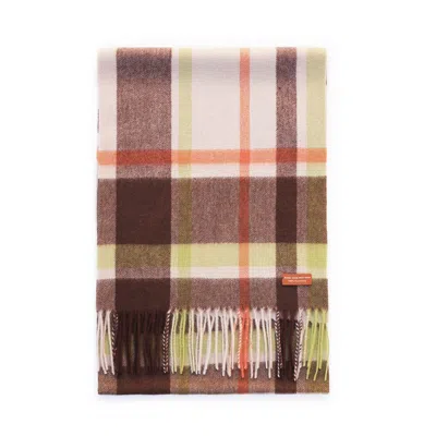 Jessie Zhao New York Cashmere Plaid Fringe Scarf - Brown Lime