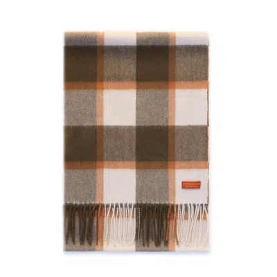 Jessie Zhao New York Cashmere Plaid Fringe Scarf - Coffee Brown