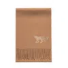 Jessie Zhao New York Cashmere Scarf With Leopard Embroidery - Camel