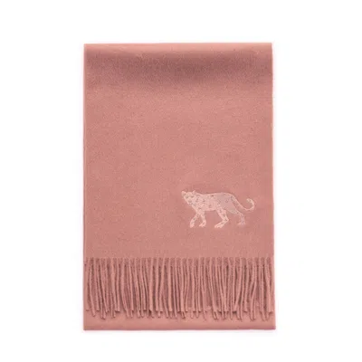 Jessie Zhao New York Cashmere Scarf With Leopard Embroidery - Coral Pink