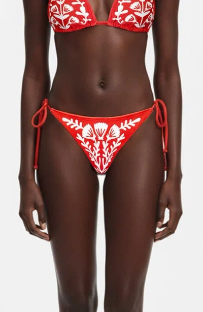 Jessie Zhao New York Coral Garden Reversible Tie Side Bottom In Red