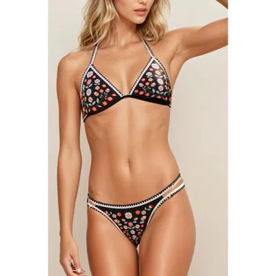 Jessie Zhao New York Day/night Garden Reversible Bikini Set In Black