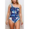 Jessie Zhao New York Women's Blue Day/night Zoo Reversible One-shoulder One-piece Swimsuit In Dark Blue