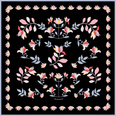 Jessie Zhao New York Double Sided Silk Scarf Midnight Garden
