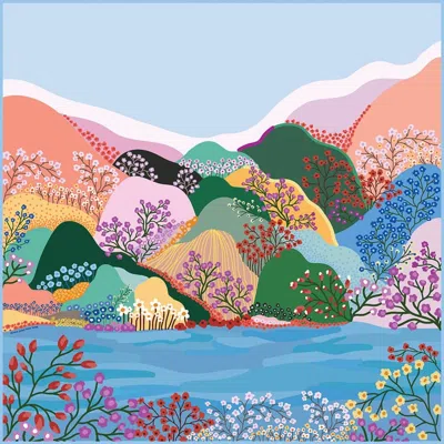 Jessie Zhao New York Double Sided Silk Scarf Of Blossoming Valley