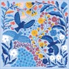 Jessie Zhao New York Double Sided Wool Silk Scarf Of Blue Bird In Blue