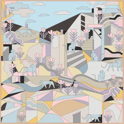 Jessie Zhao New York Double Sided Silk Scarf Of Jungle Puzzle