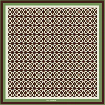 JESSIE ZHAO NEW YORK DOUBLE SIDED SILK SCARF OF POLKA DOT BLOOM - BROWN