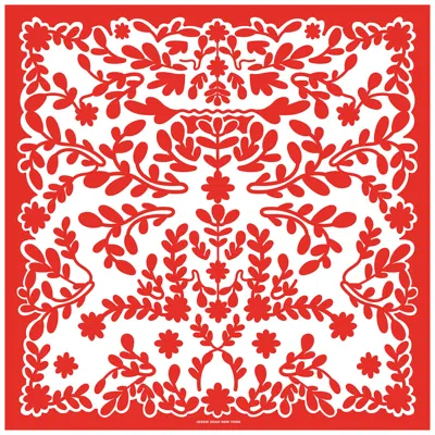 Jessie Zhao New York Double Sided Silk Scarf Red Blessing