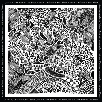 Jessie Zhao New York Double Sided Wool Silk Scarf Of Black Garden