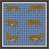 Jessie Zhao New York Double Sided Wool Silk Scarf Of Blue Leopards Garden