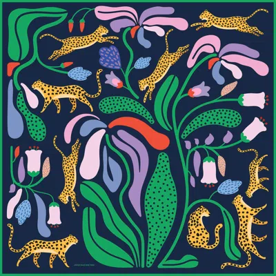 Jessie Zhao New York Double Sided Wool Silk Scarf Of Jungle Night