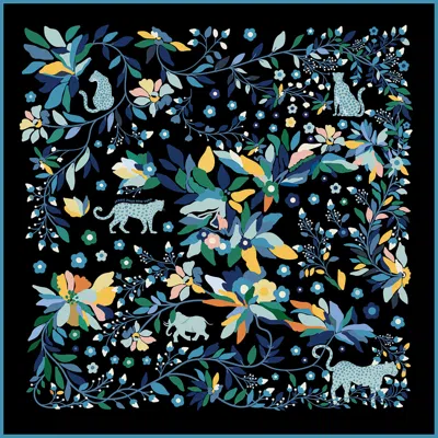Jessie Zhao New York Double Sided Wool Silk Scarf Of Night Jungle Reverie