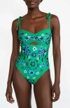 Jessie Zhao New York Eden Reversible One Piece Swimsuit In Green