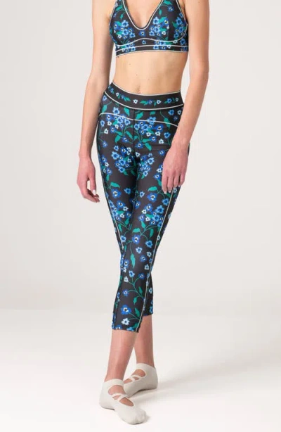 Jessie Zhao New York Garden Nocturne High-waisted 7/8 Leggings In Black