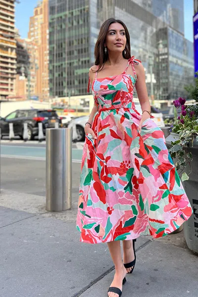 Jessie Zhao New York Grace Floral Cotton Sleeveless Midi Dress