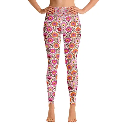 Jessie Zhao New York High Waist Yoga Leggings In Land Of Flowers In Red