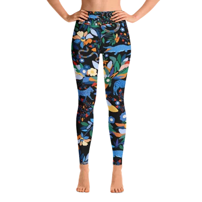 Jessie Zhao New York High Waist Yoga Leggings In Night Zoo In Black