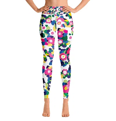 Jessie Zhao New York High Waist Yoga Leggings In Pink Garden In Pink/purple