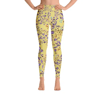 Jessie Zhao New York High Waist Yoga Leggings In Yellow Garden In Yellow/orange