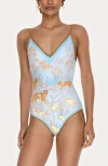 Jessie Zhao New York Jungle Adventure Reversible V-neck One-piece Swimsuit In Blue