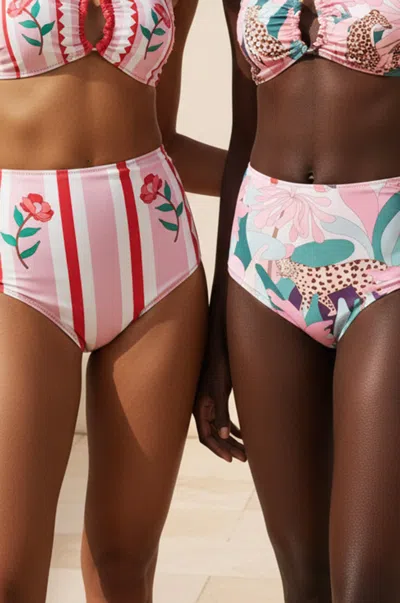 Jessie Zhao New York Jungle Rose Reversible Bikini Bottom In Multi