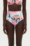 Jessie Zhao New York Jungle Rose Reversible Bikini Bottom In Animal Print