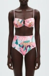 Jessie Zhao New York Jungle Rose Reversible Square Bandeau Top In Pink