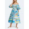 Jessie Zhao New York Landscape Smocked Cotton Silk Dress In Multi