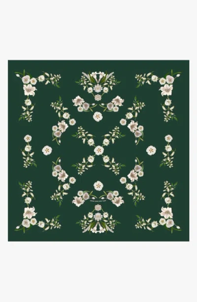 Jessie Zhao New York Lily Garden Double Sided Silk Scarf In Green
