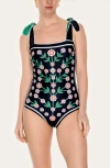 Jessie Zhao New York Midnight Bloom Reversible One-piece Swimsuit
